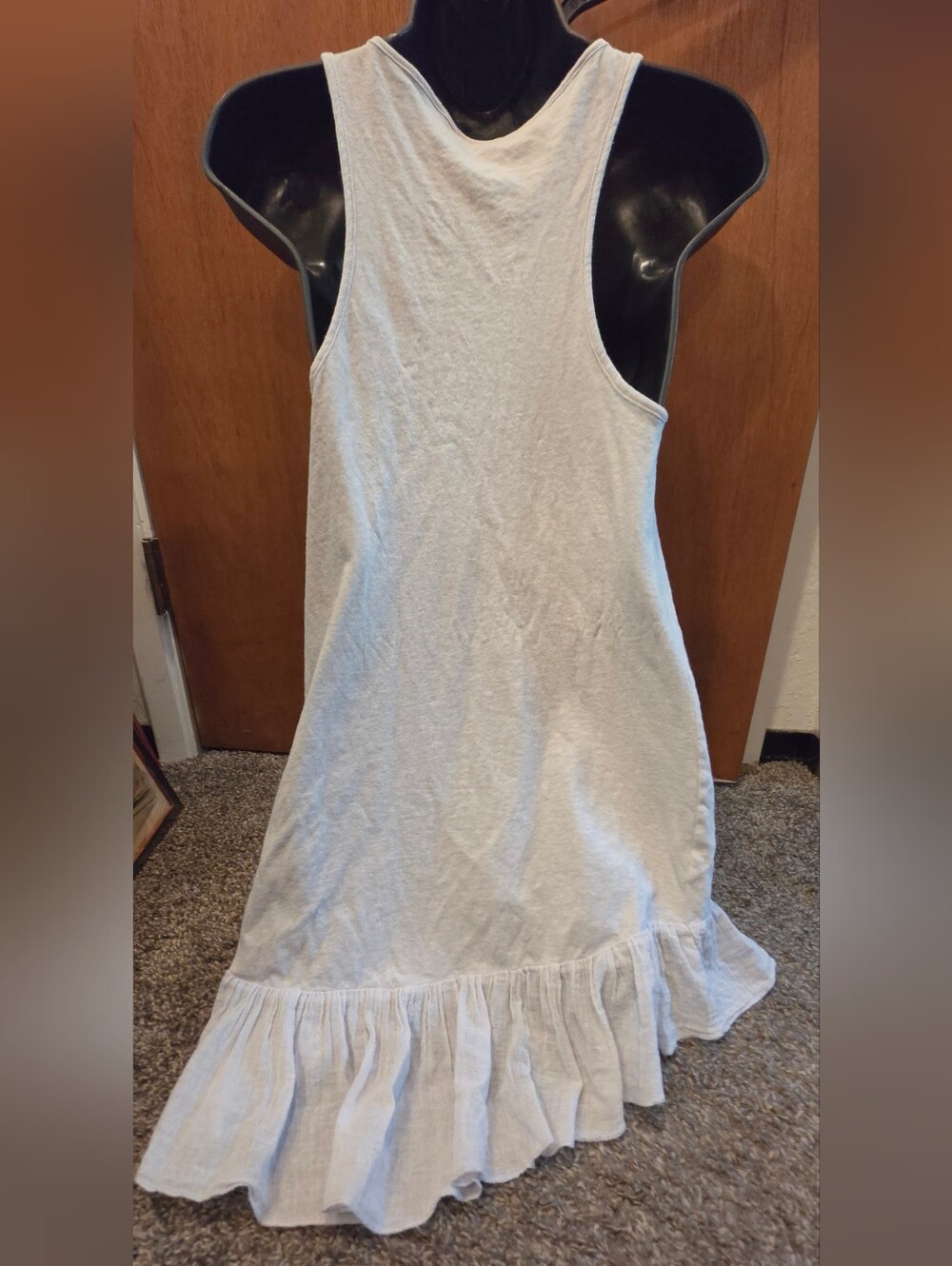 Topshop Light Lavender Cotton Linen Ruffle-Hem Long Tank Top Sz6 - Picture 5 of 6